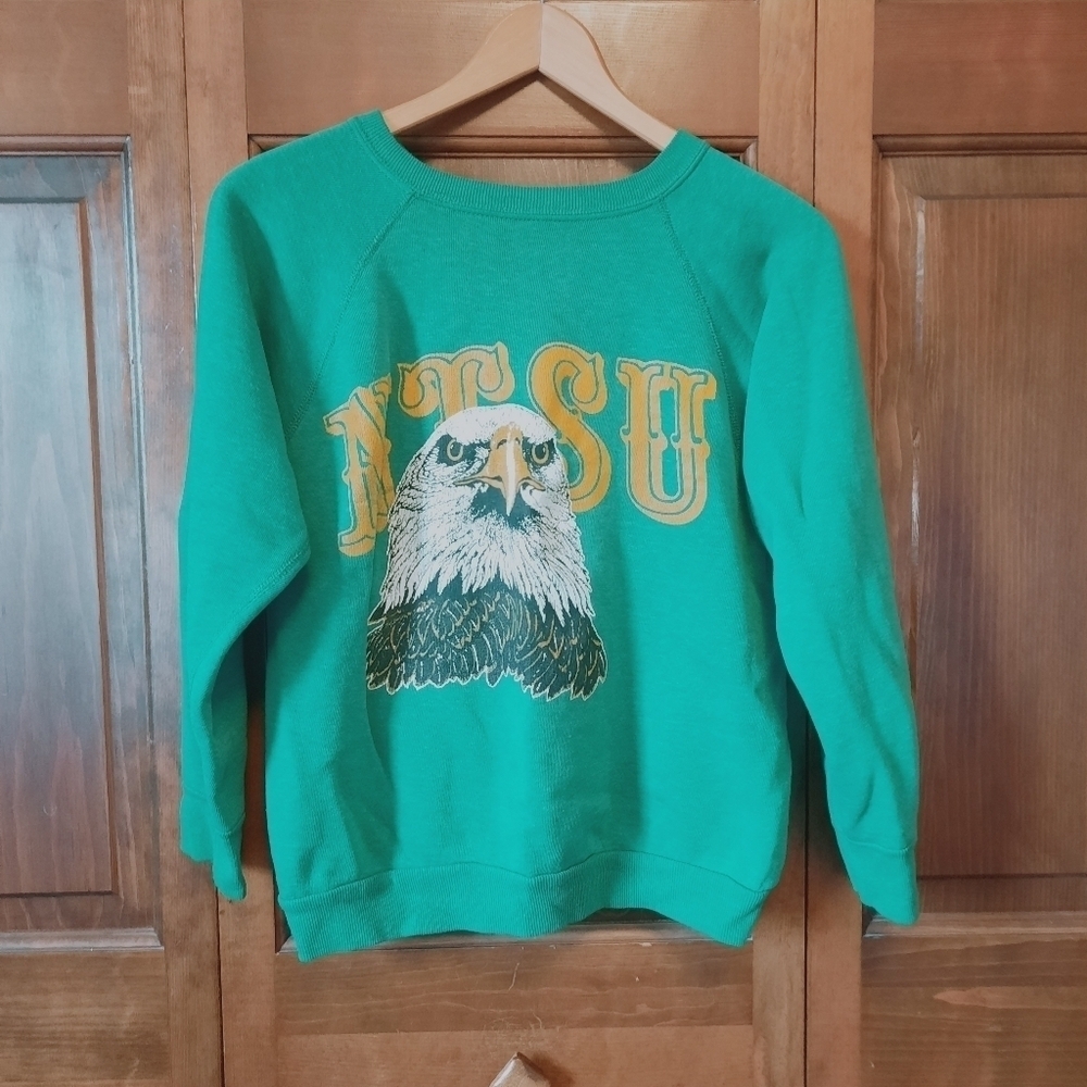 Vintage NTSU Nottingham Trent Students' Union green raglan sleeve sweatshirt